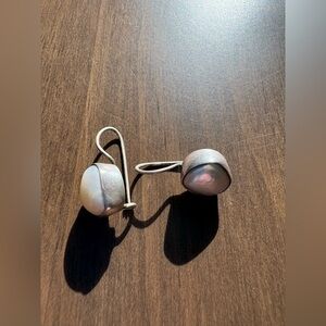 Bezel Set Pearl Earrings